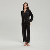 Black Silk Pajamas Set for Women