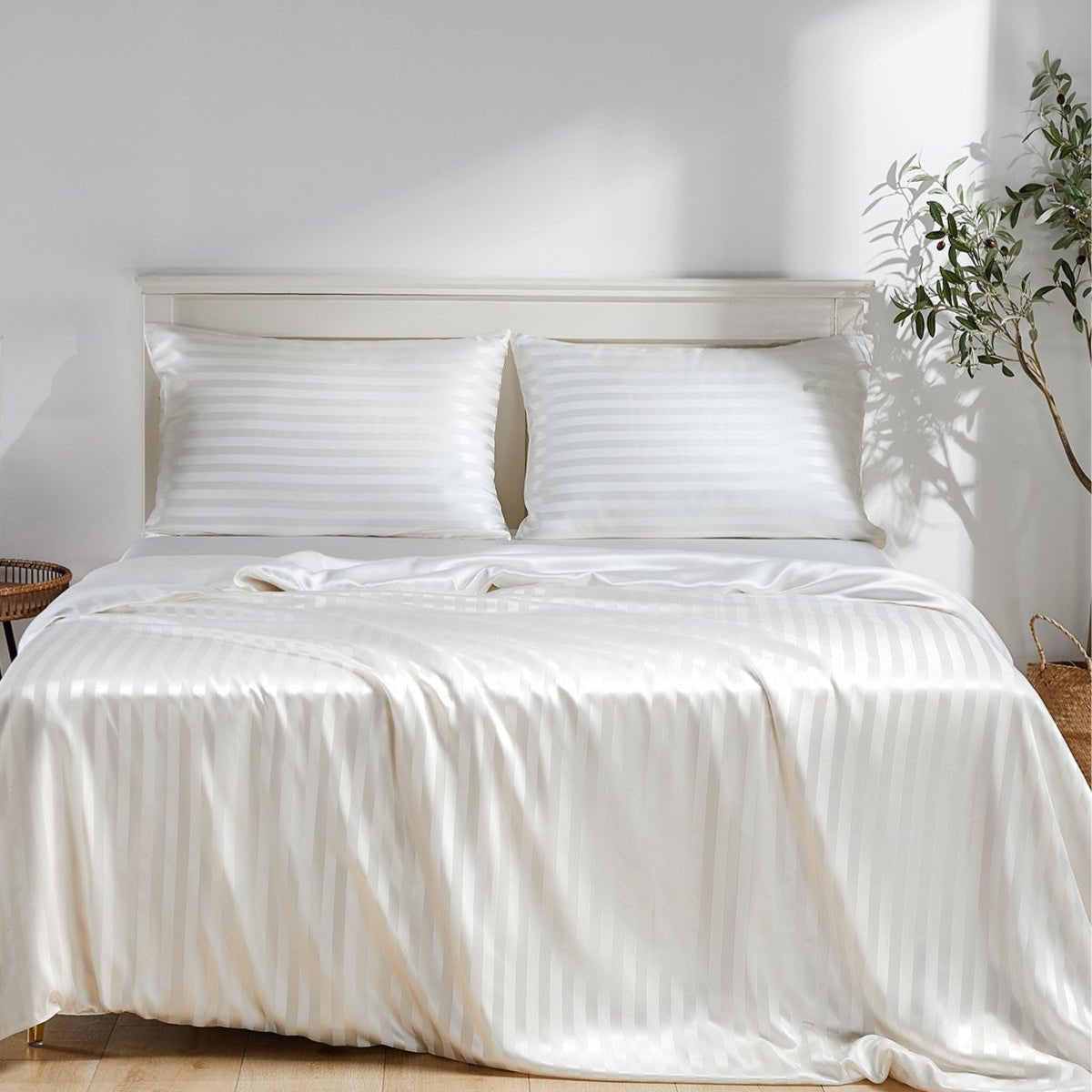 Striped Premium Silk Duvet Cover Set