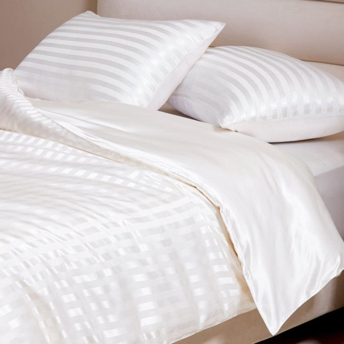 Striped Premium Silk Duvet Cover Set