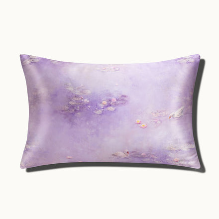 Monet Inspired Premium Silk Pillowcase – Water Lilies Lilac