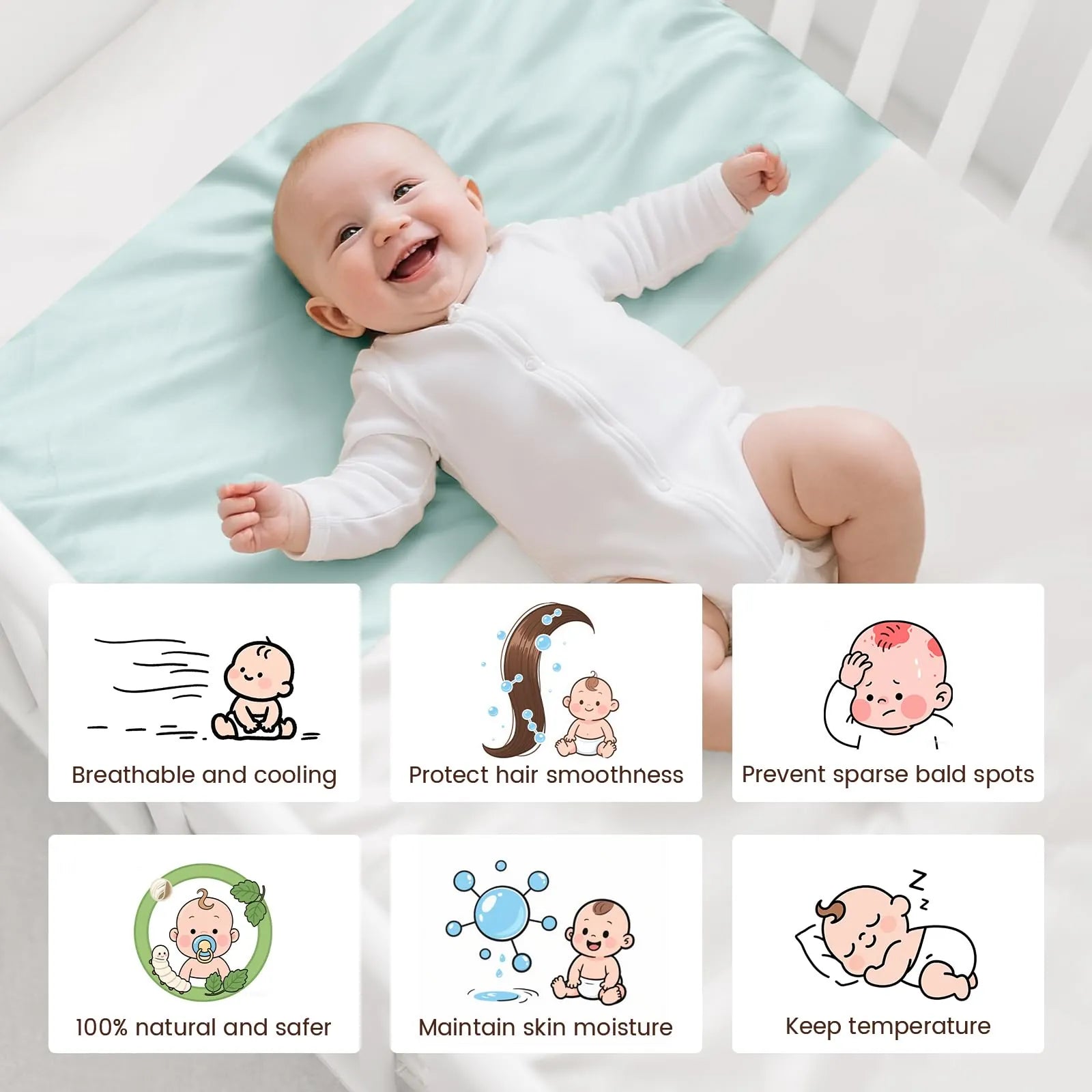Pure Mulberry Silk Sleeve for Crib & Bassinet