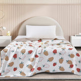 Summer Washable Silk Blanket with Strawberry Pattern