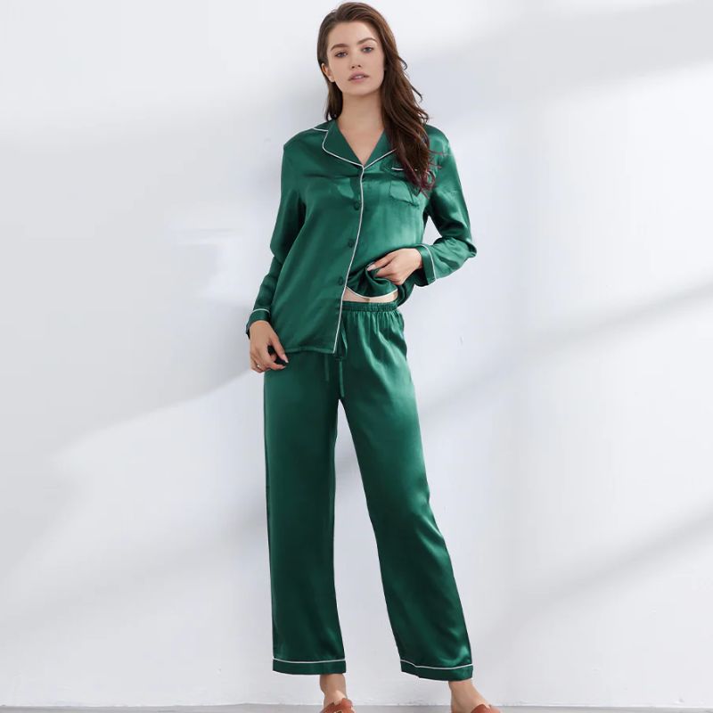 Buy Green silk pajamas online