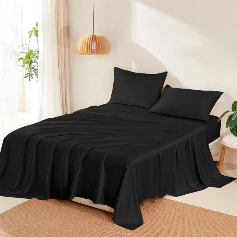 black silk sheet set