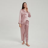 19 Momme V Neck Long Classic Silk Pajamas Set