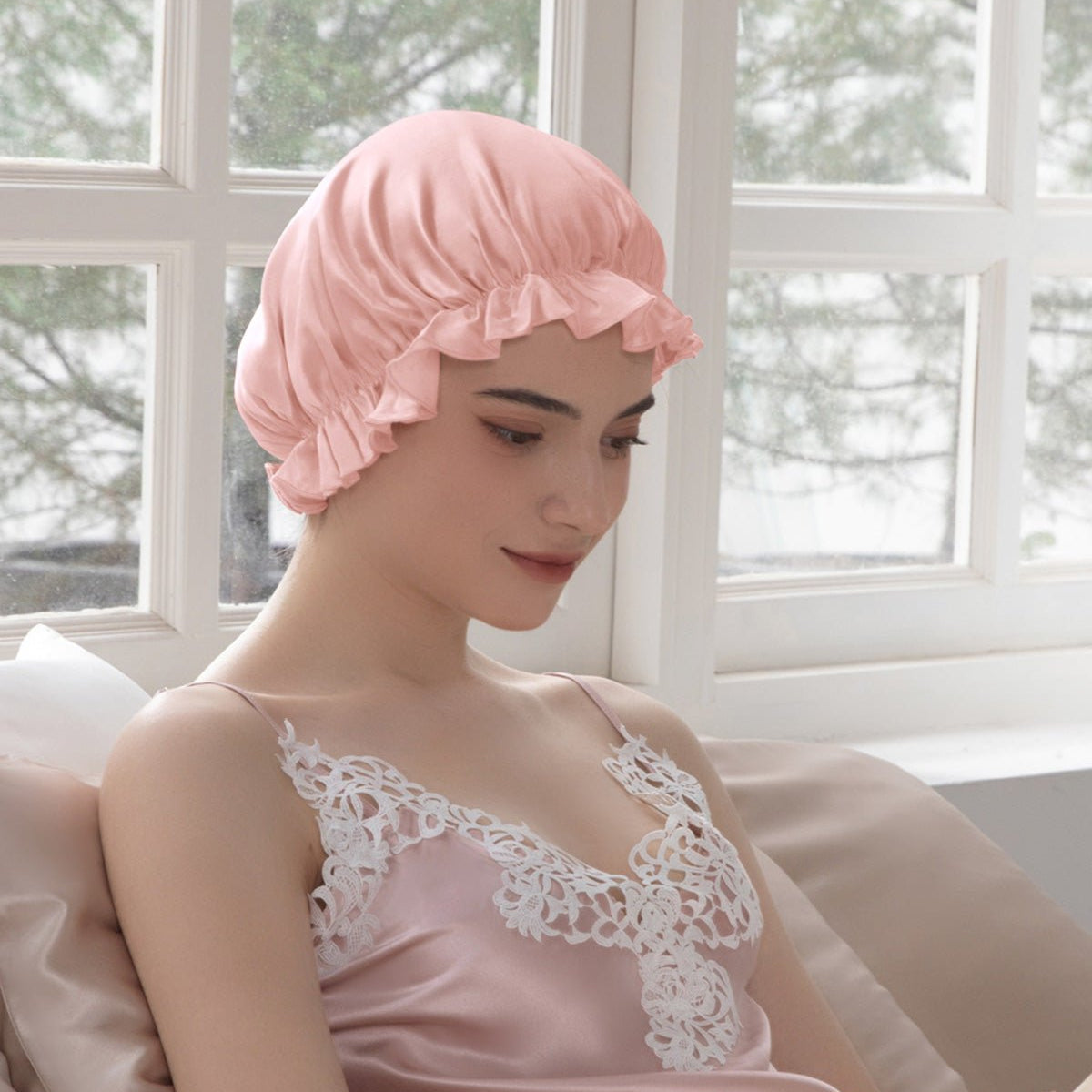Adjustable Mulberry Silk Sleep Cap Elastic Band