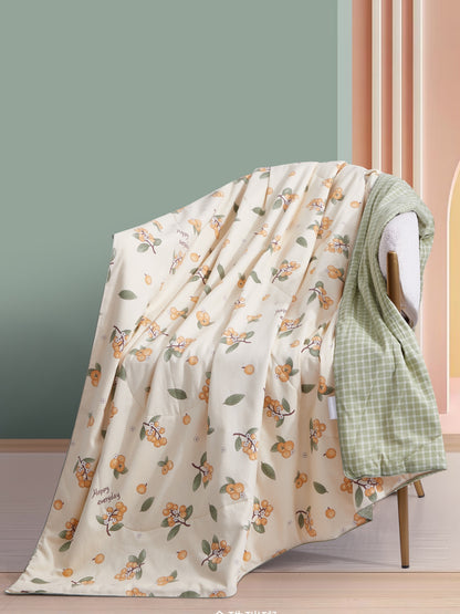 Summer Washable Silk Blankets with Floral Pattern