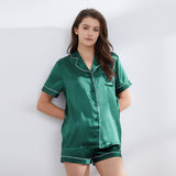 Green Short Silk Pajamas Set