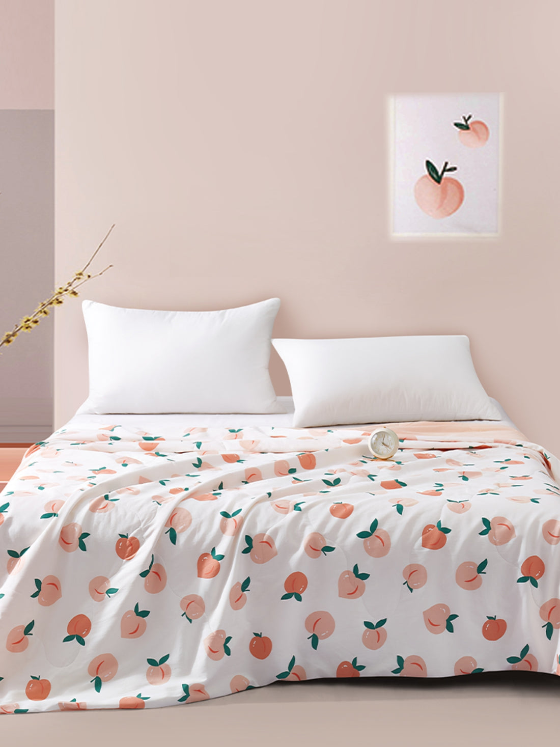 Peach Pattern Summer Washable Silk Blanket