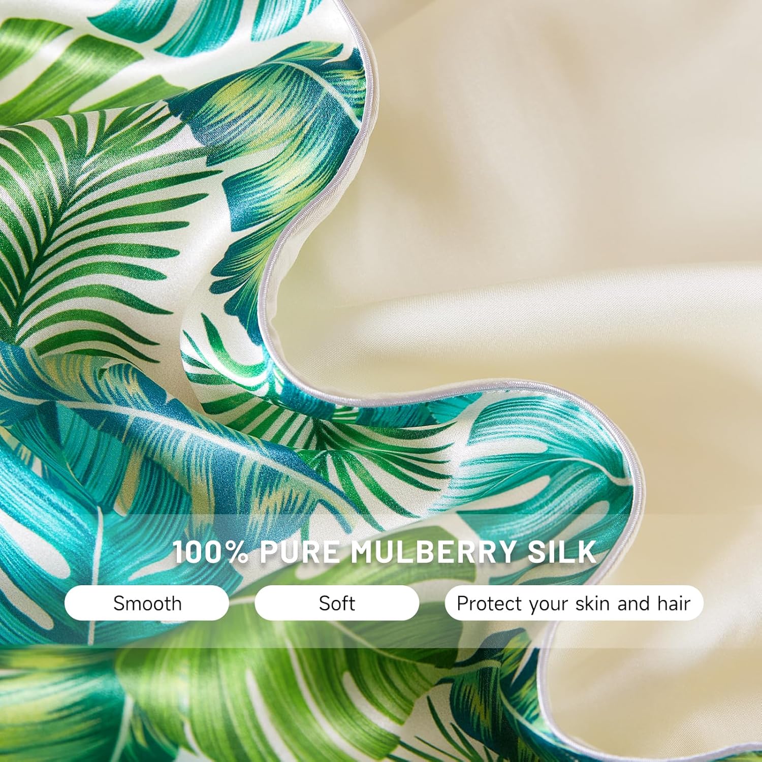 Monstera Soft Silk Pillowcase &amp; Eye Mask Set