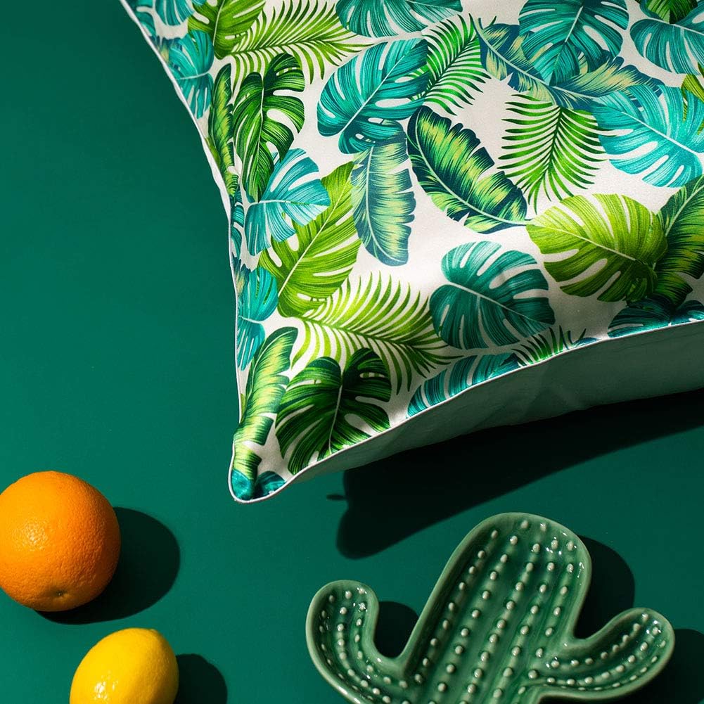 Monstera Soft Silk Pillowcase &amp; Eye Mask Set