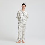 Men's Artistic Graffiti Printed Silk Pajamas Set