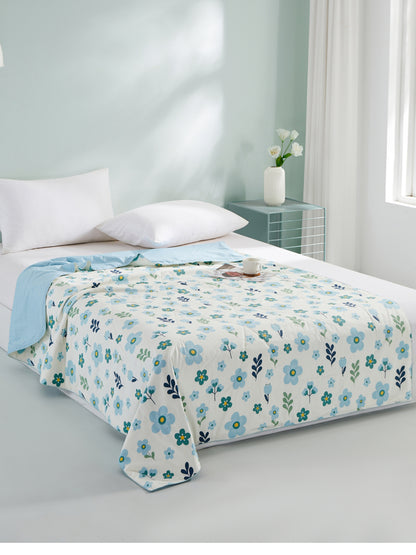 Summer Washable Silk Cooling  Blanket with Flower Pattern