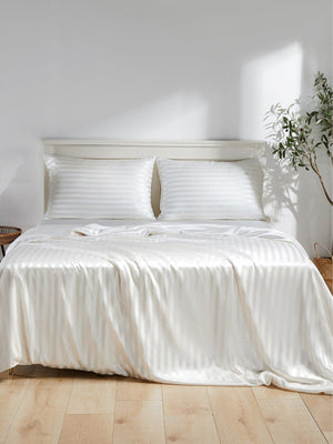 Striped Premium Silk Duvet Cover Set