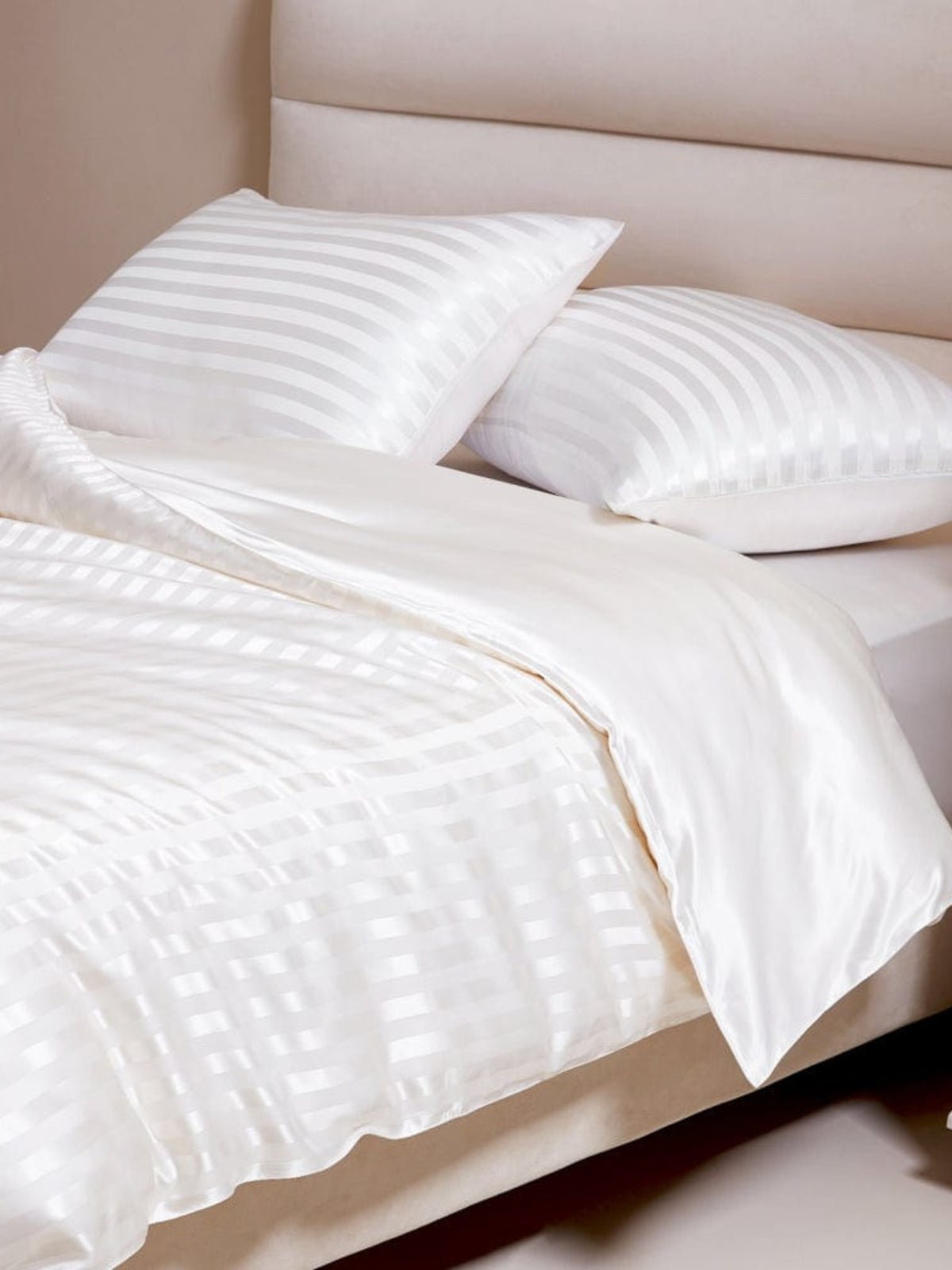 Striped Premium Silk Duvet Cover Set
