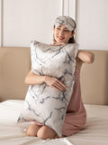 19 Momme Marble Silk Pillowcase With Eye Mask Set