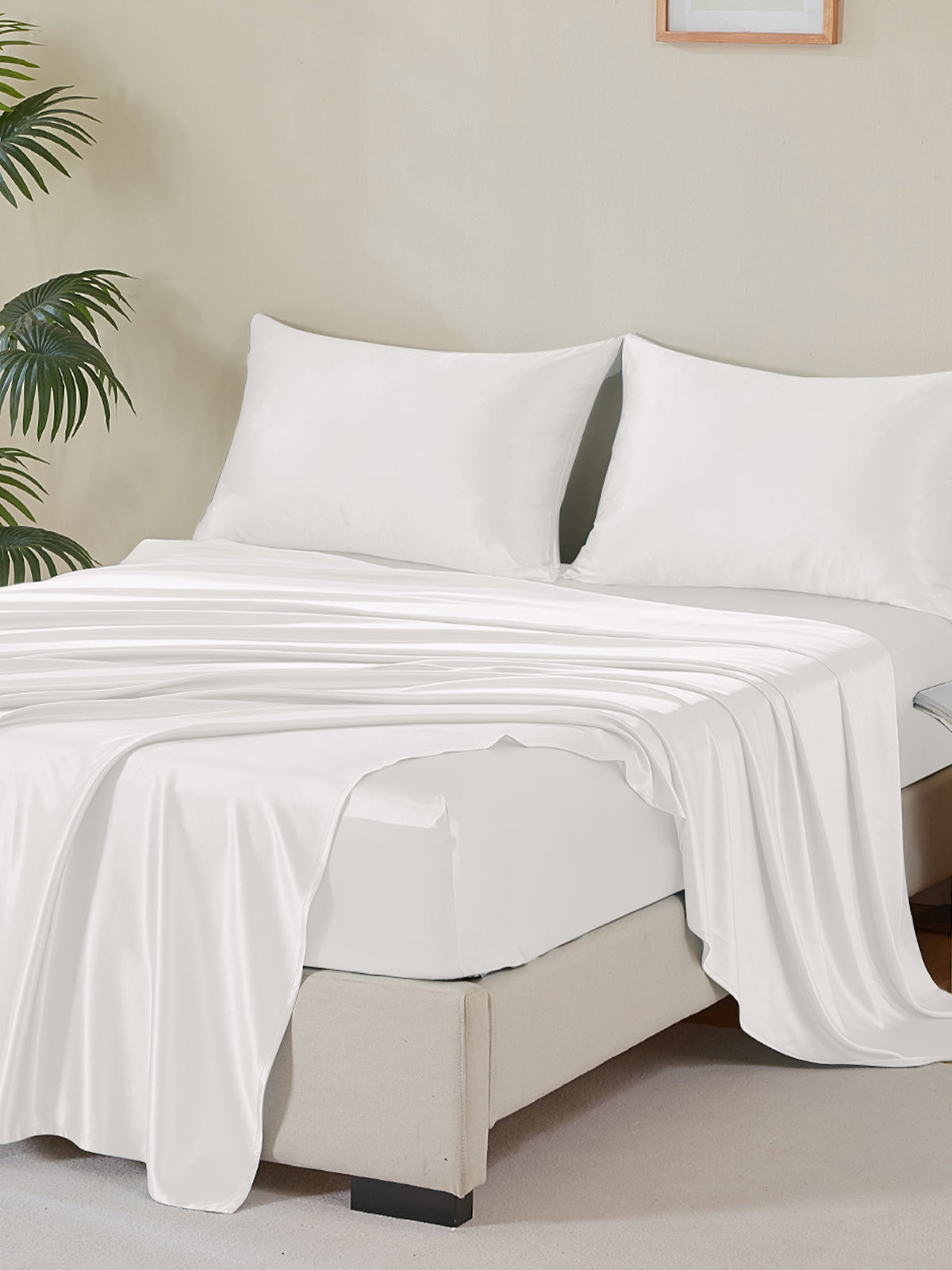 25 Momme White Silk Sheet Set