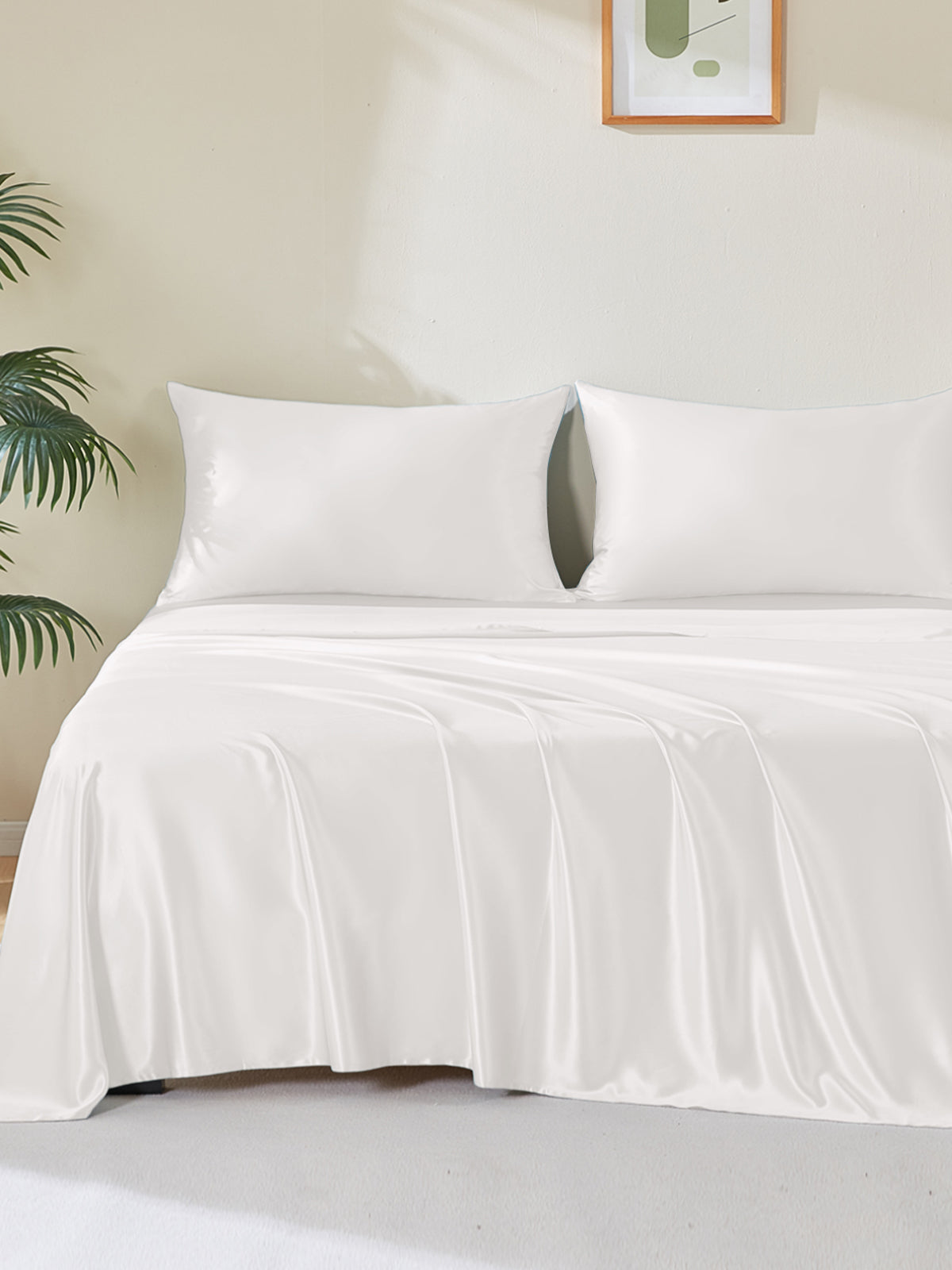 25 Momme White Silk Sheet Set