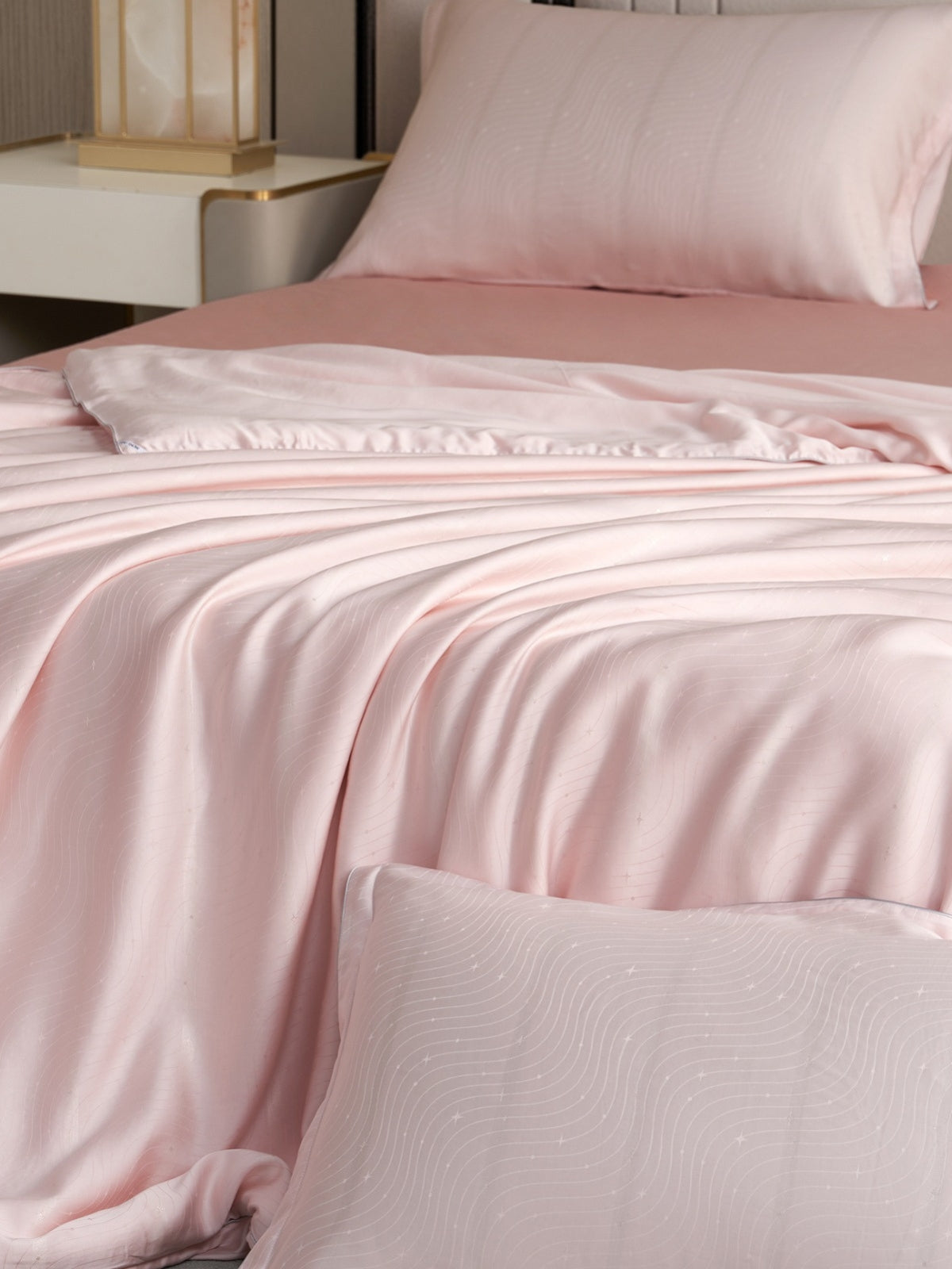 Pink silk comforter