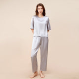 Grey Silk Pullover Pajama Set for Women