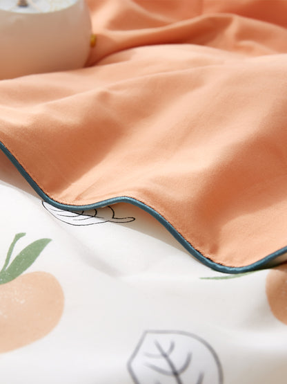 Summer Washable Silk Blanket with Orange Pattern