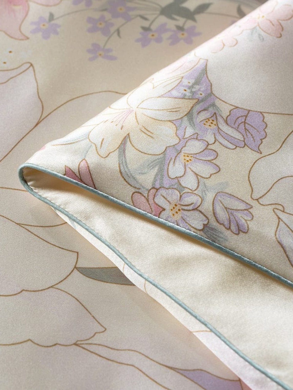 Floral Print Silk Cooling Blanket Filled with 100% Mulberry Silk - THXSILK6956010010901