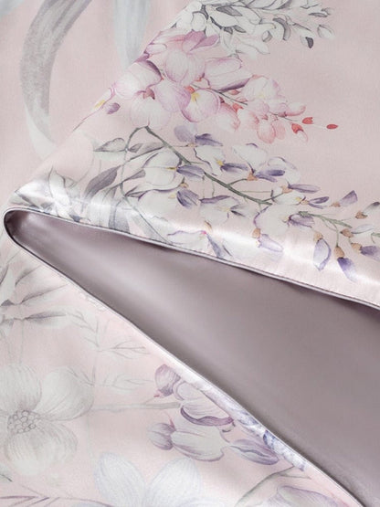 Floral Print Silk Cooling Blanket Filled with 100% Mulberry Silk - THXSILK6956010004153