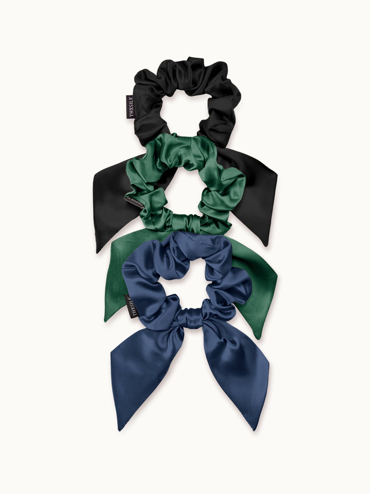 Midi Silk Bow Hair Scrunchies Set (3 Pack ) - THXSILKHDJZ001