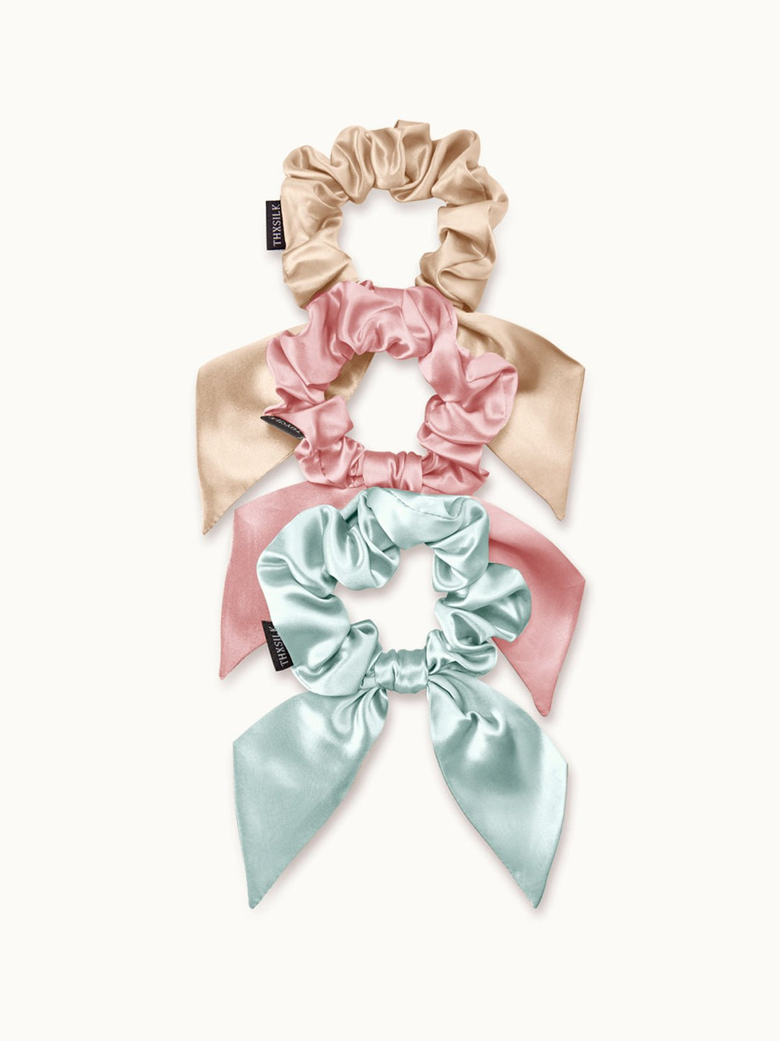 Midi Silk Bow Hair Scrunchies Set (3 Pack ) - THXSILKHDJZ002