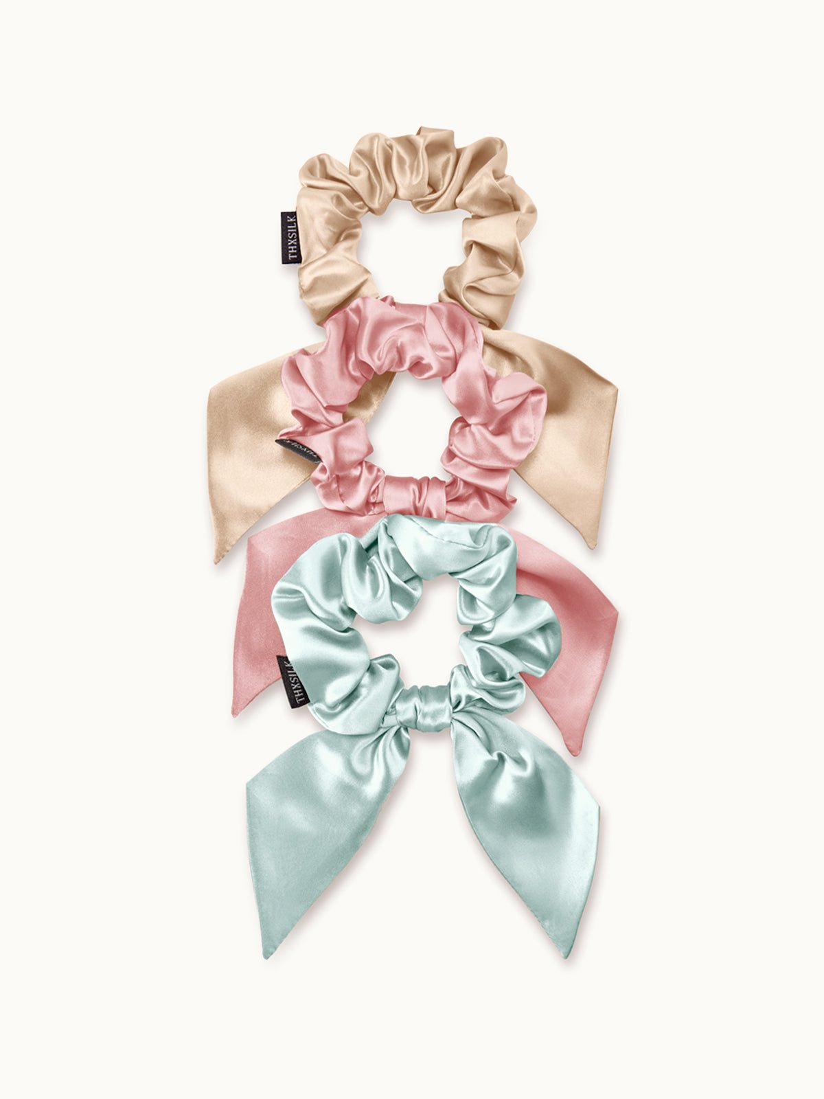 Midi Silk Bow Hair Scrunchies Set (3 Pack ) - THXSILKHDJZ002