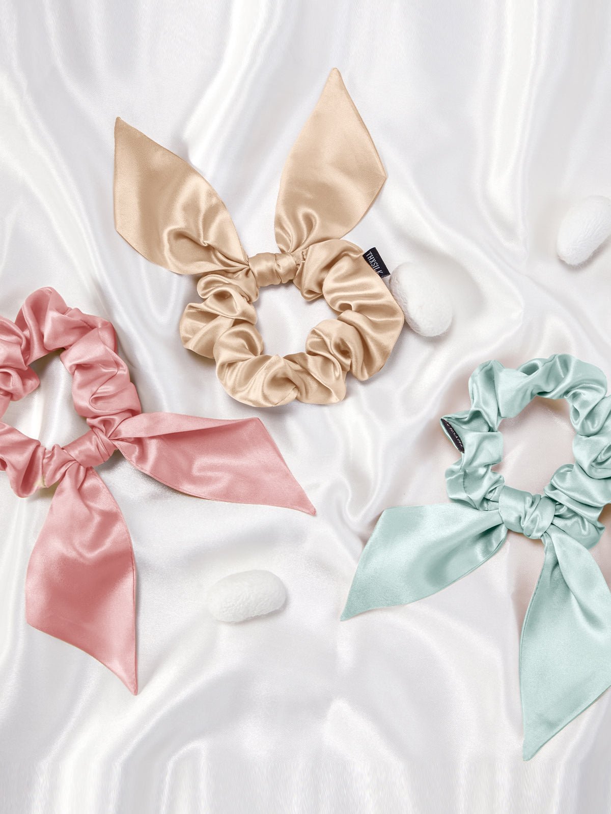 Midi Silk Bow Hair Scrunchies Set (3 Pack ) - THXSILKHDJZ002