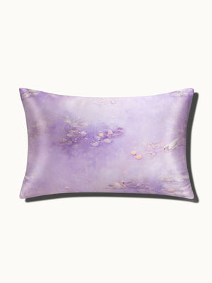 Monet Inspired Silk Pillowcase Water Lilies Lilac Dreamy