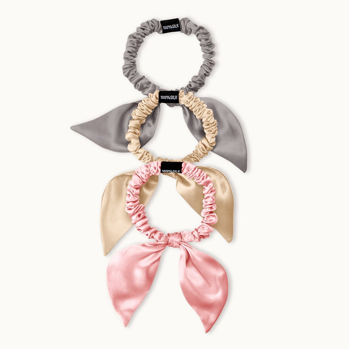 Skinny Silk Bow Hair Scrunchies Set