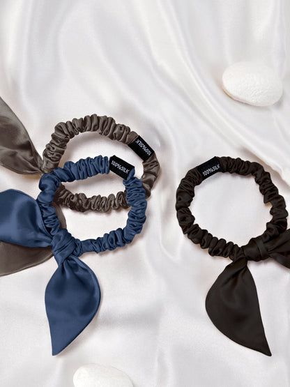 Skinny Silk Bow Hair Scrunchies Set (3 Pack ) - THXSILKHDJX001