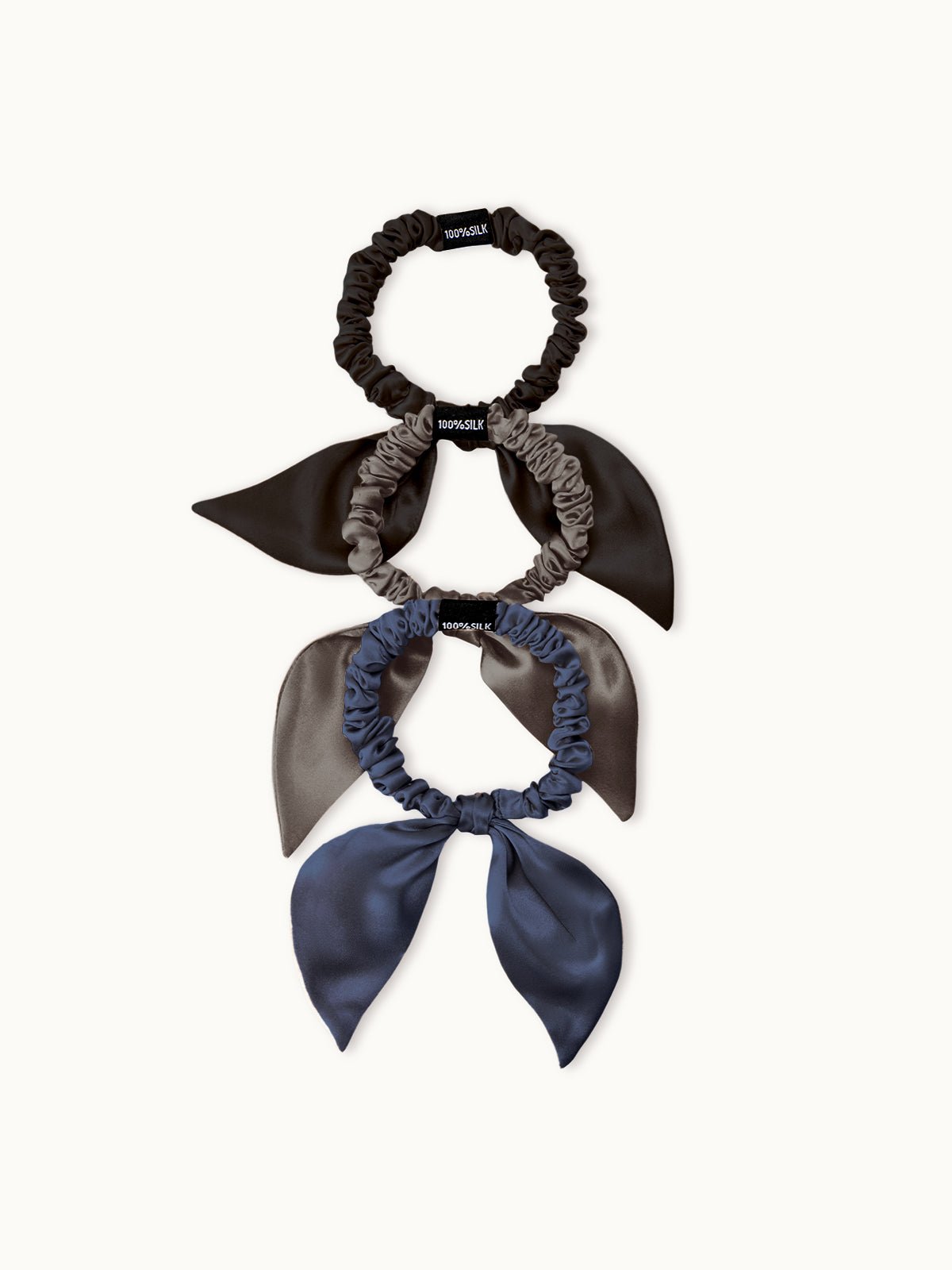 Skinny Silk Bow Hair Scrunchies Set (3 Pack ) - THXSILKHDJX001