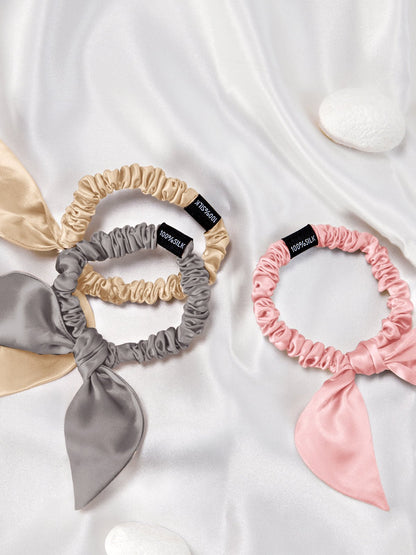 Skinny Silk Bow Hair Scrunchies Set (3 Pack ) - THXSILKHDJX002