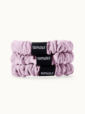 Skinny Silk Scrunchies Set (3 Pack)