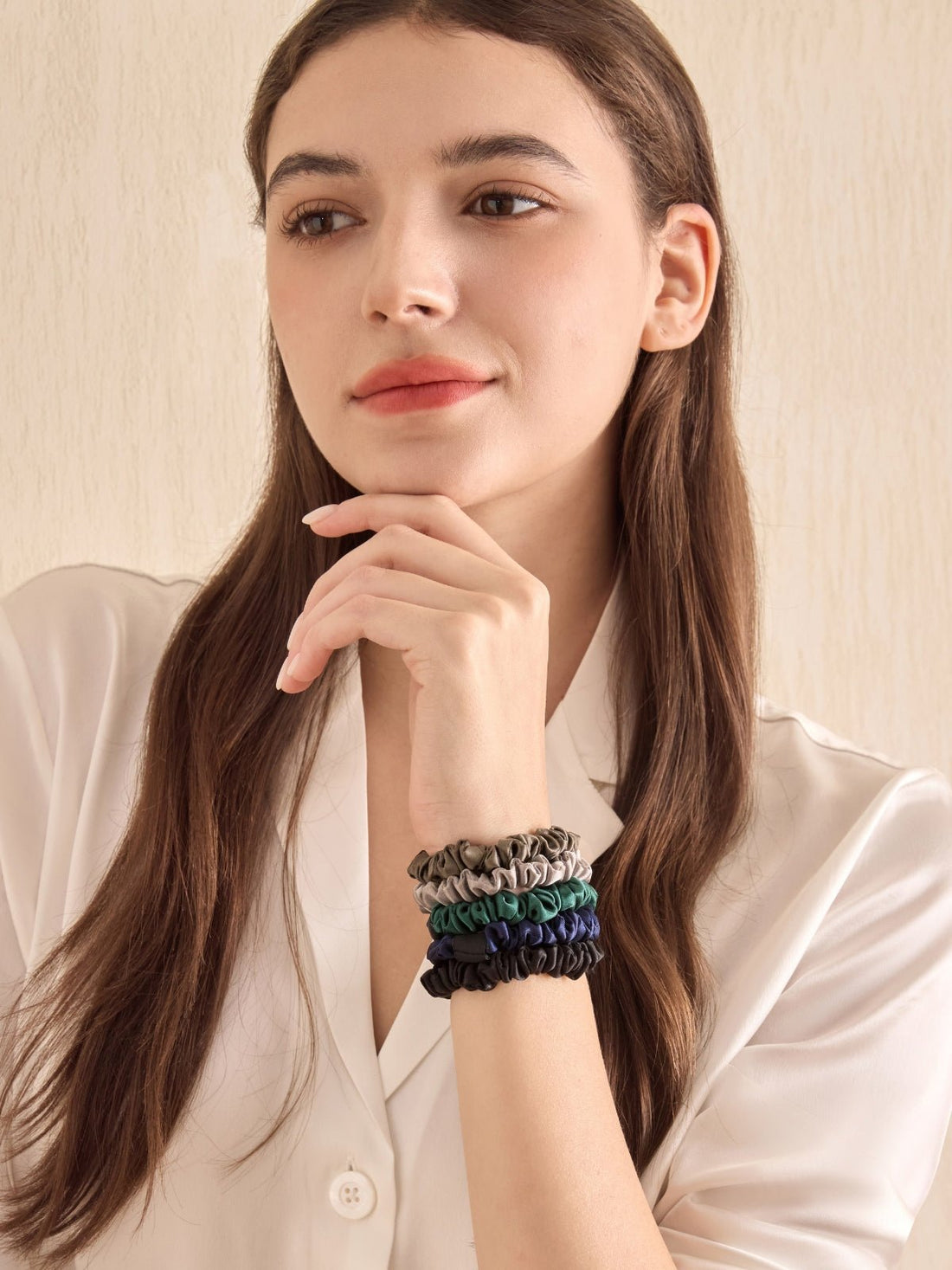Skinny Silk Scrunchies Set (5 Pack) - THXSILK955882A14798