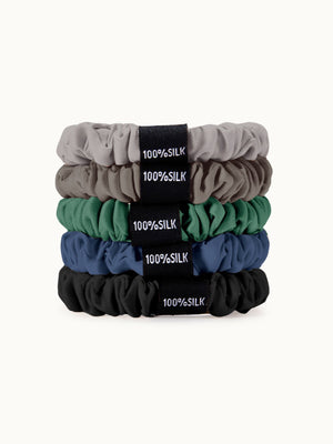 Skinny Silk Scrunchies Set (5 Pack)