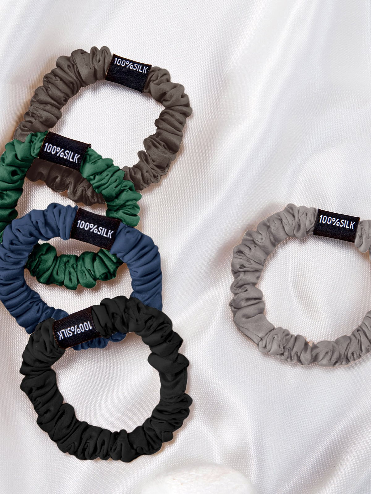 Skinny Silk Scrunchies Set (5 Pack) - THXSILK955882A14798