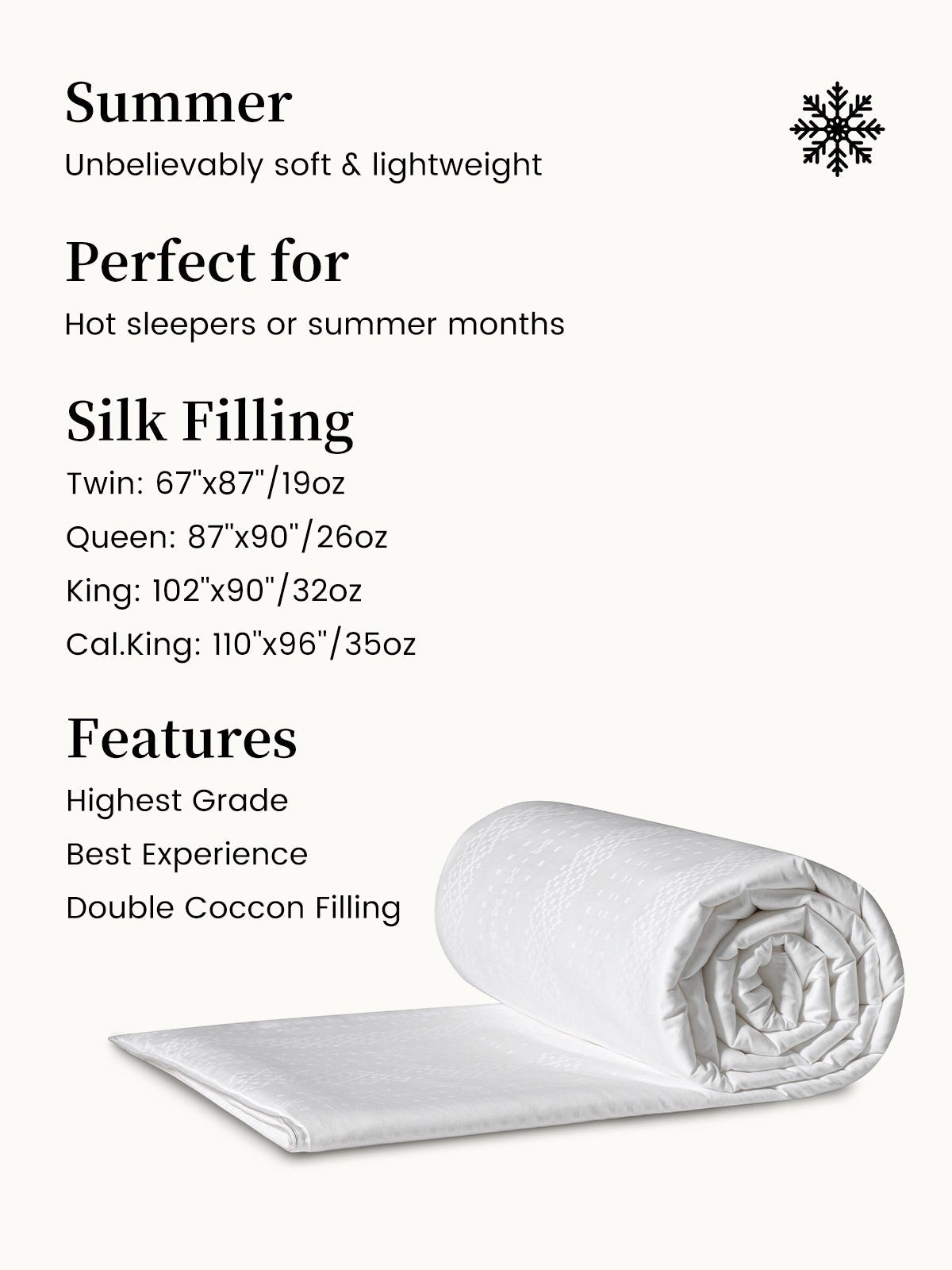 Lightweight Summer Silk Comforter | THXSILK