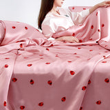 Strawberry Pattern Silk Filled Blanket
