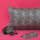 19 Momme Leopard Silk Pillowcase With Eye Mask Set